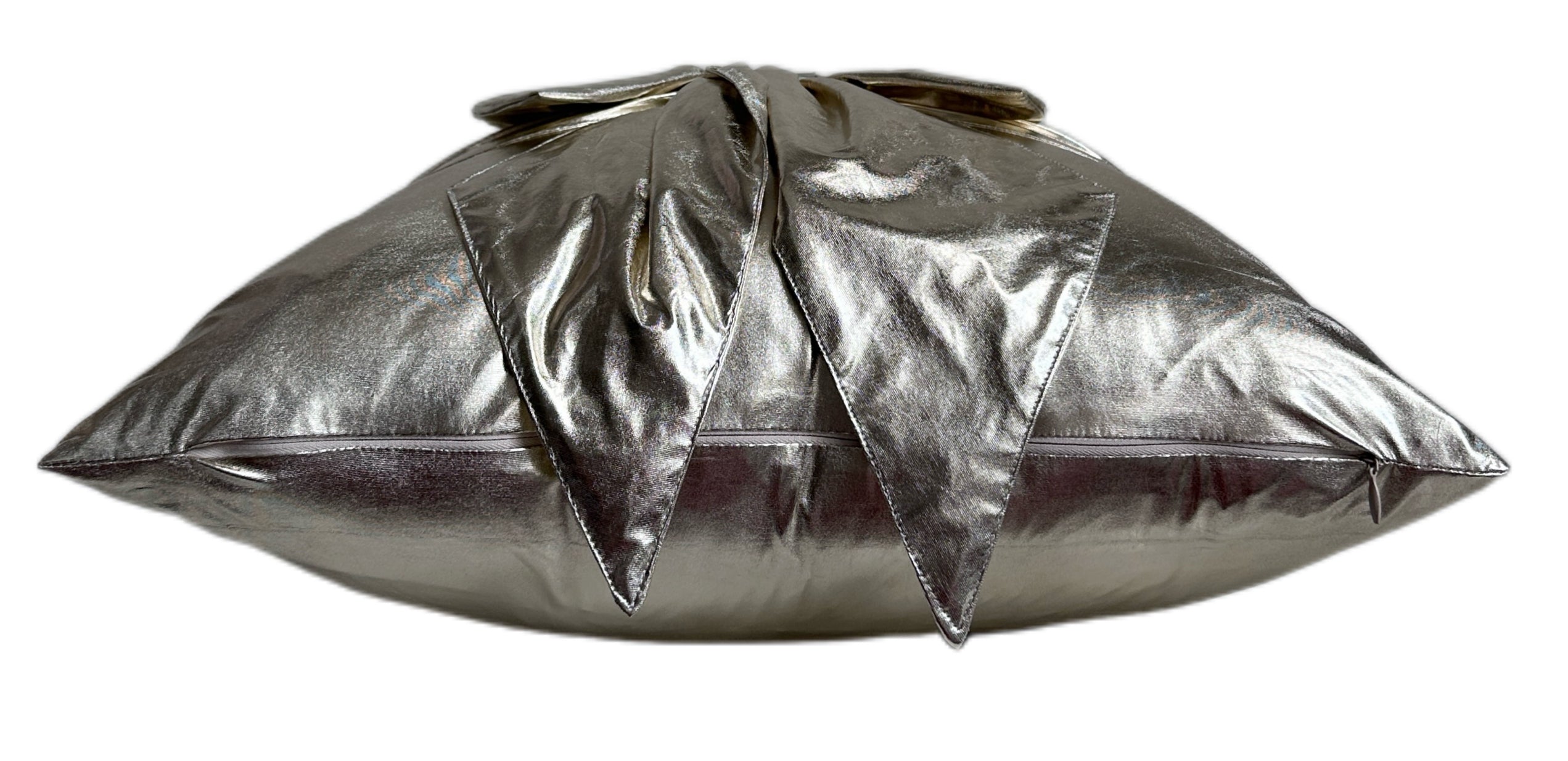 Malini Paulmoneypenny Gold Metallic With Bow Square Cushion 45x45